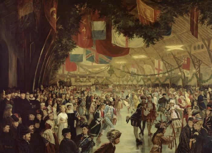 William Notman Skating Carnival, Victoria Rink. This event was staged in honour of Prince Arthur oil painting picture